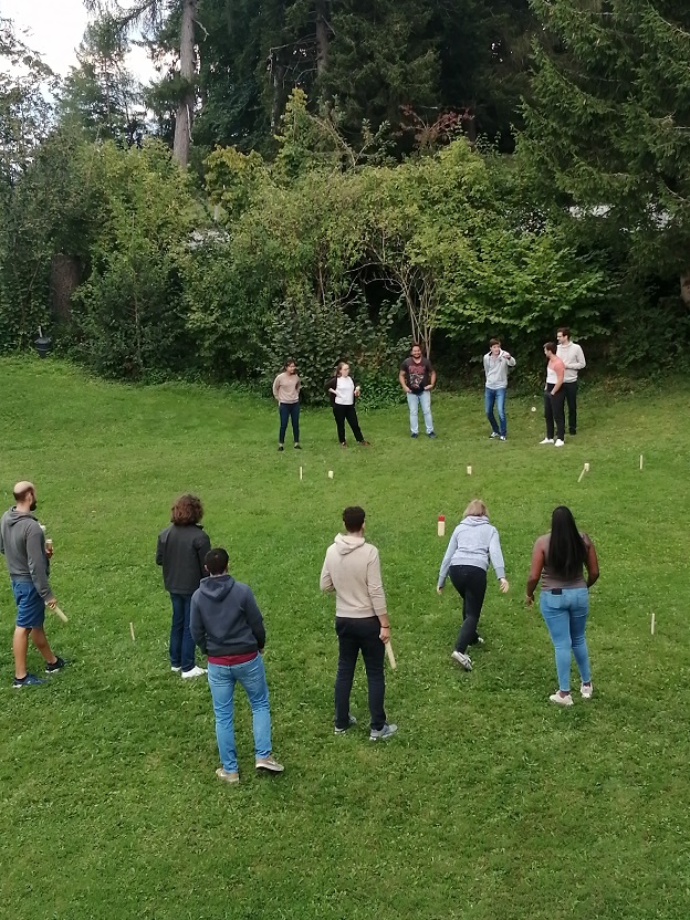 Playing Kubb at the group outing 2022